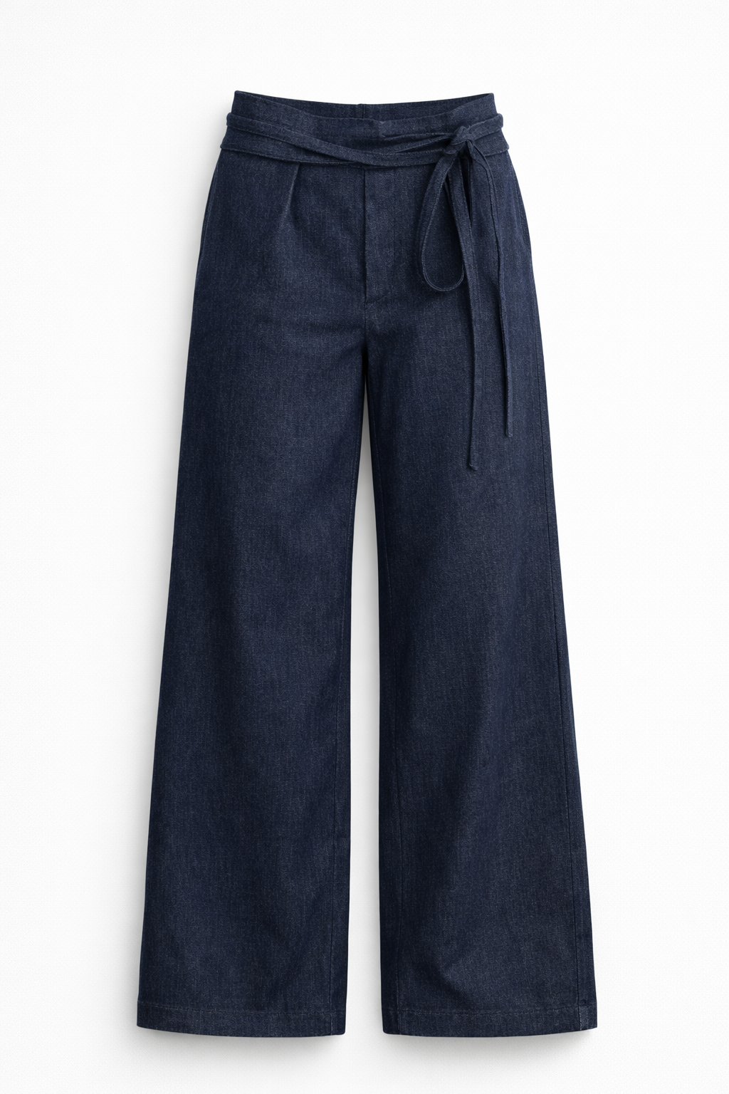 WRAP WAIST WIDE-LEG DENIM JEANS