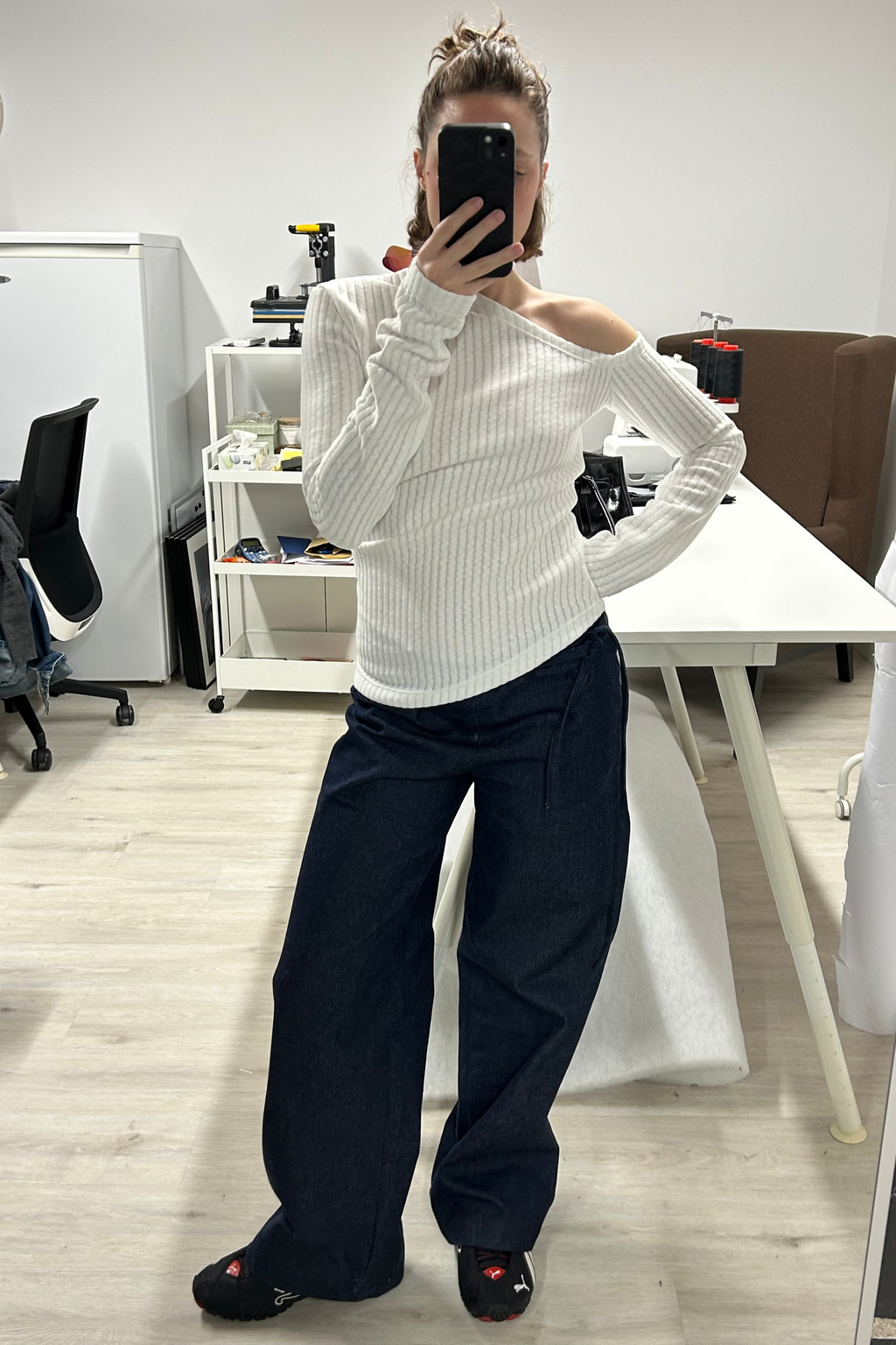 WRAP WAIST WIDE-LEG DENIM JEANS