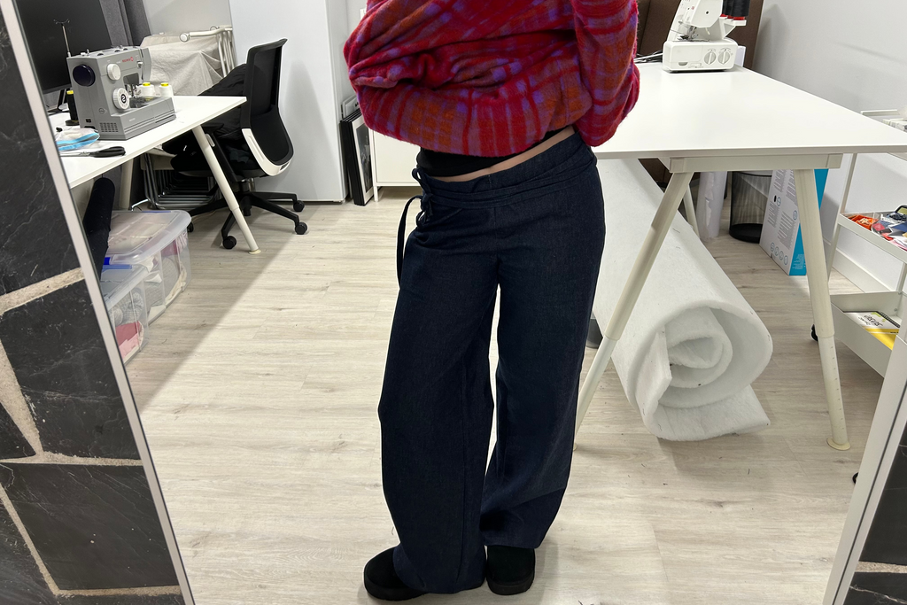 WRAP WAIST WIDE-LEG DENIM JEANS
