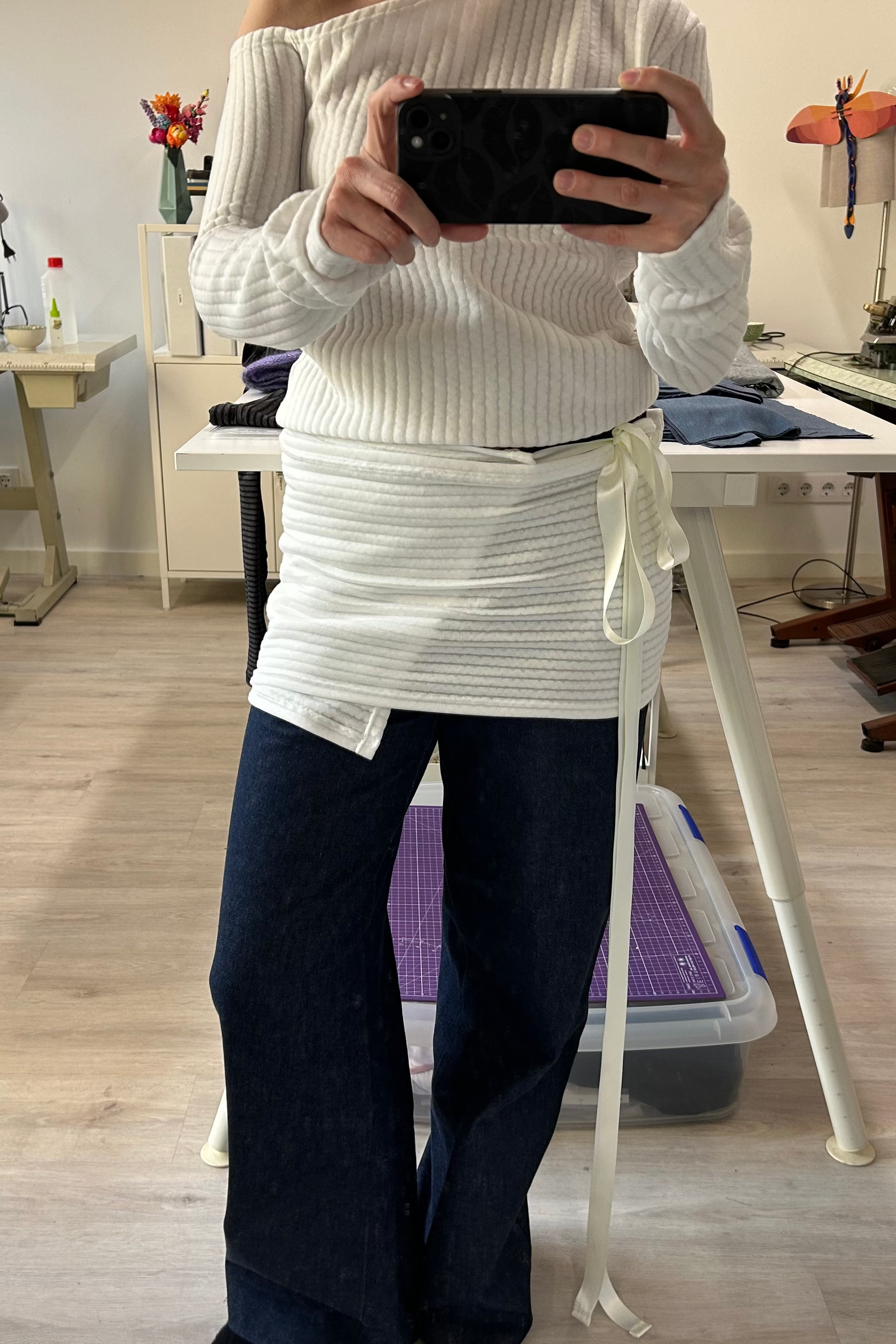 WRAP RIBBED MINI SKIRT