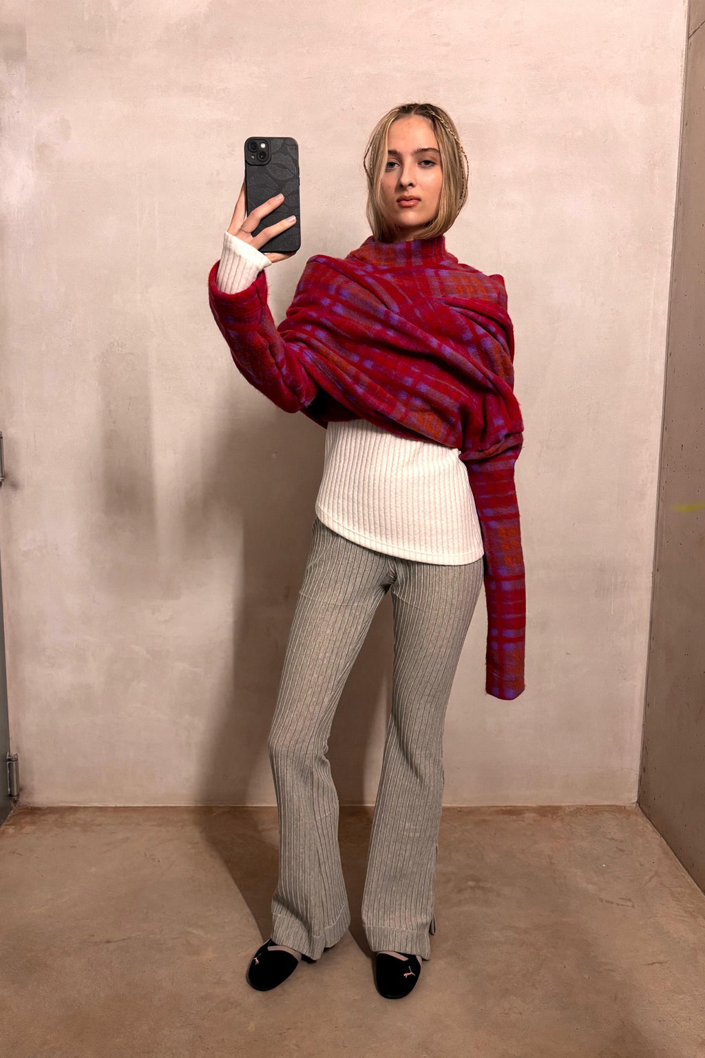 RIBBED FLARED PANTS
