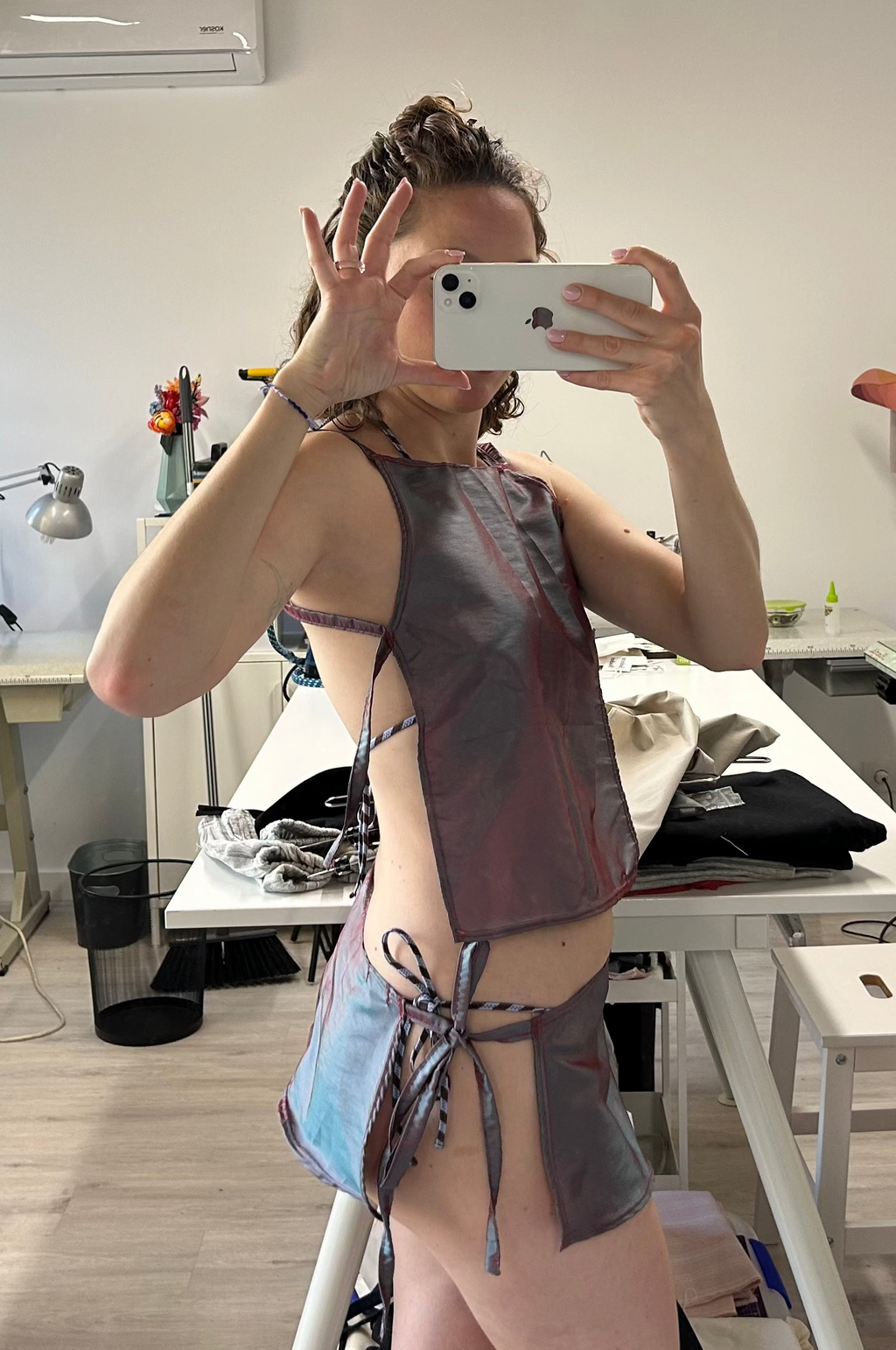 Model wearing Tornasol Summer Set by Salazar Studios