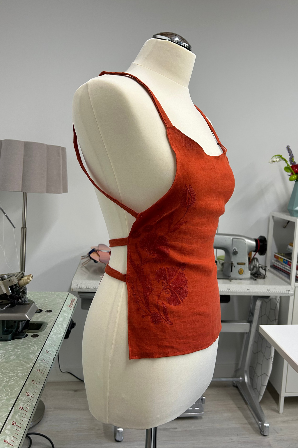 Clara Embroidered Linen Top by Salazar Studios