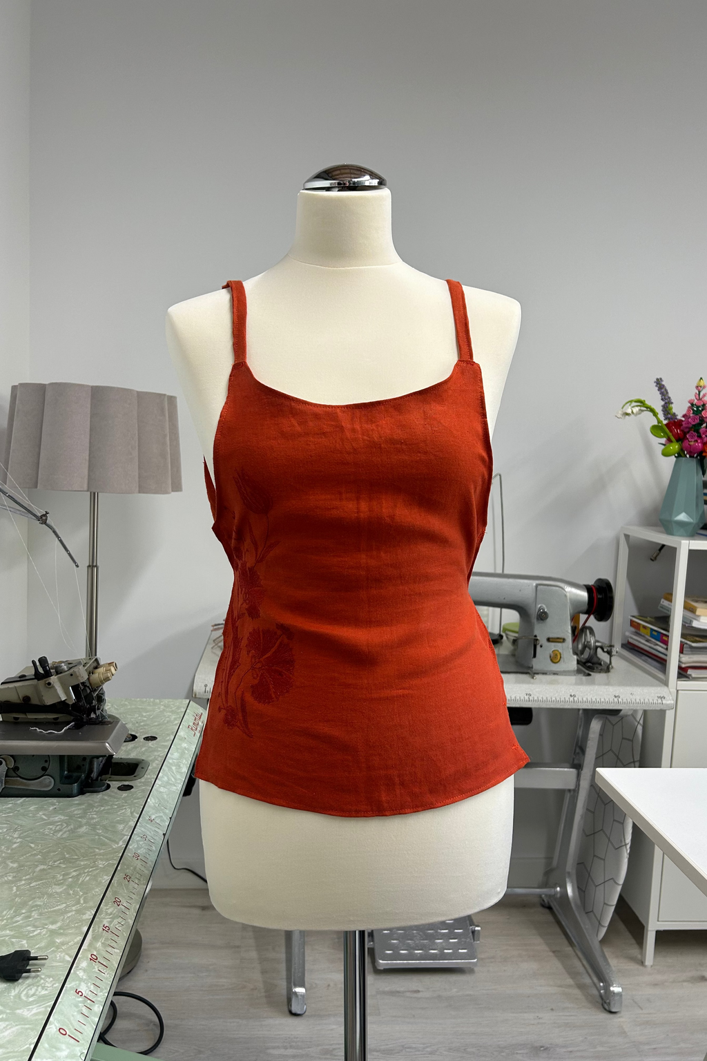 Clara Embroidered Linen Top by Salazar Studios