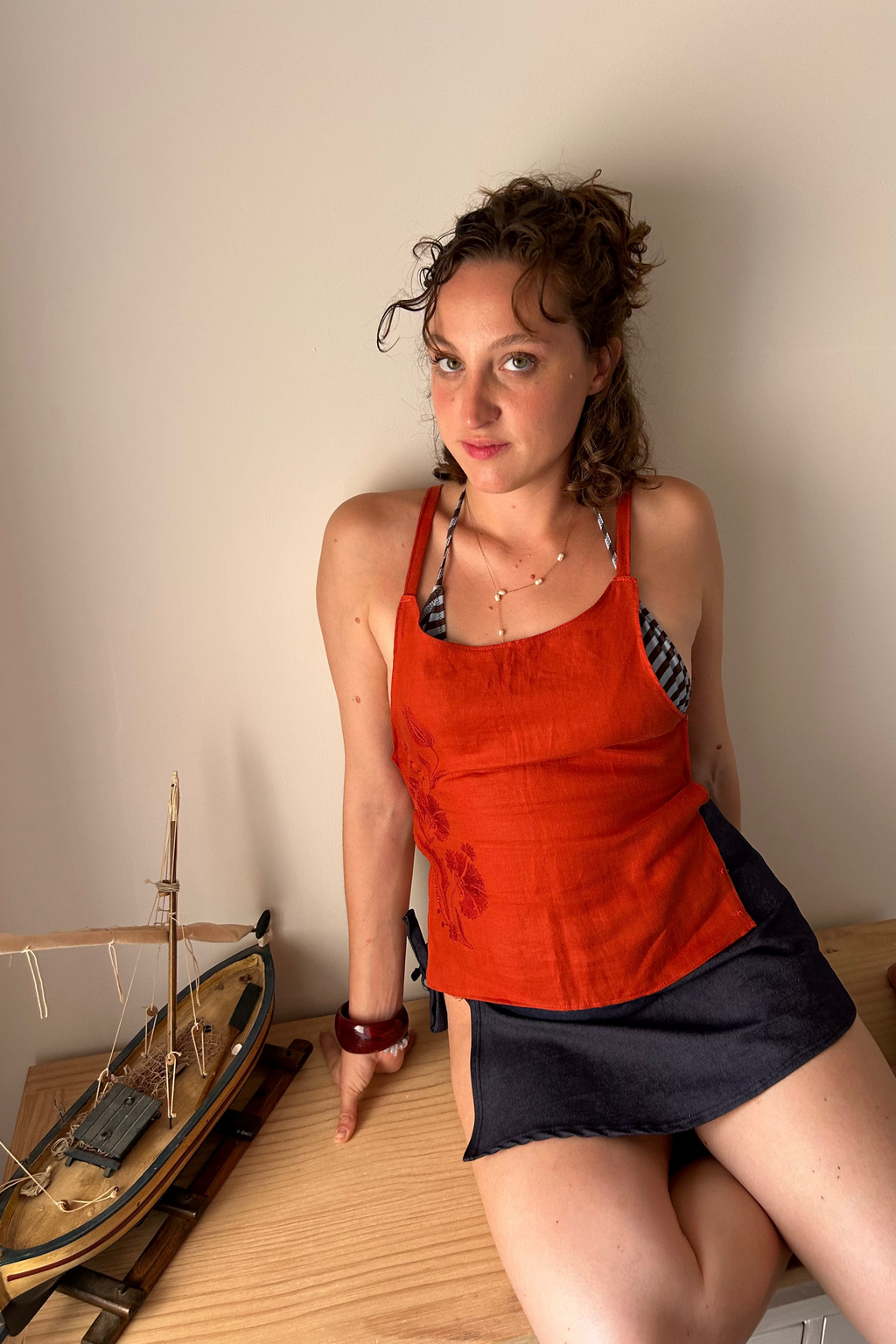Clara Embroidered Linen Top by Salazar Studios