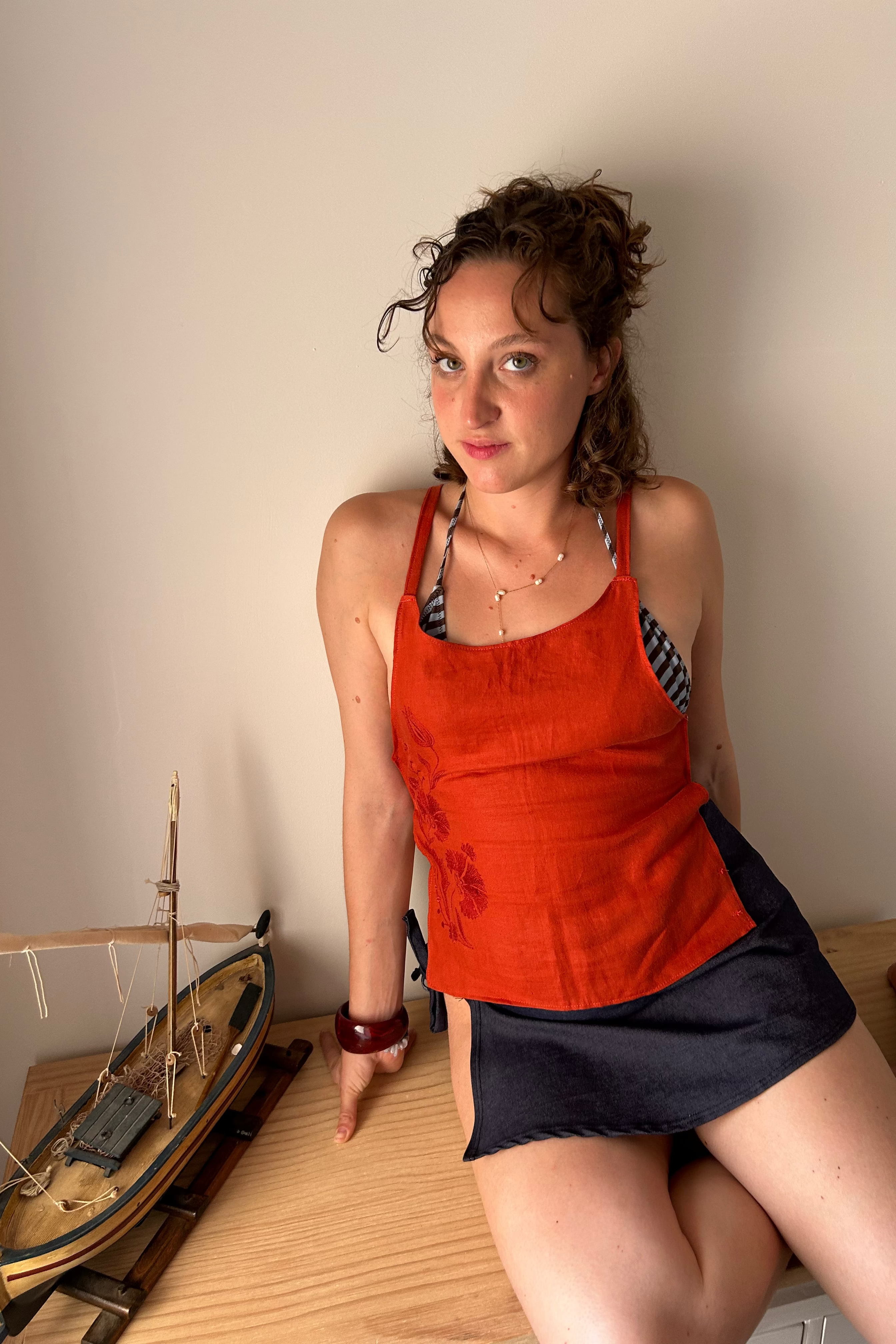 Clara Embroidered Linen Top by Salazar Studios