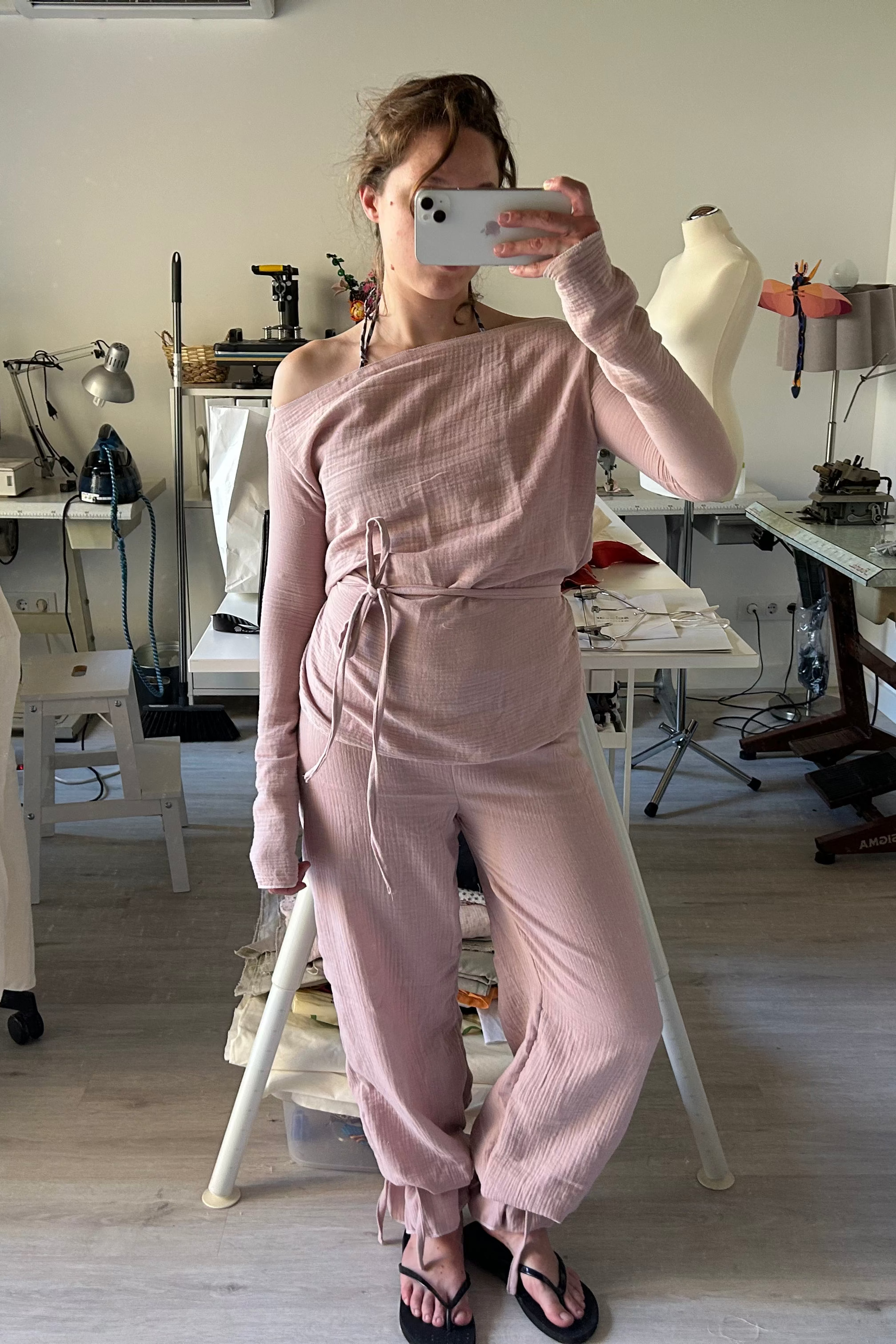 Model wearing Luna Cotton Muslin Top by Salazar Studios